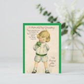  St Patrick groeten schattige kleine blonde jongen Briefkaart (Staand voorkant)
