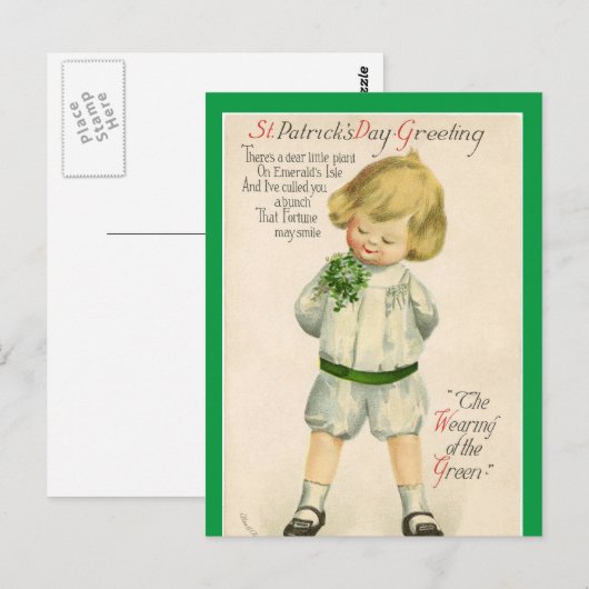  St Patrick groeten schattige kleine blonde jongen Briefkaart (Voorkant / Achterkant)