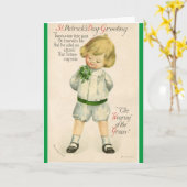  St Patrick groeten schattige kleine blonde jongen Kaart (Gele Bloem)