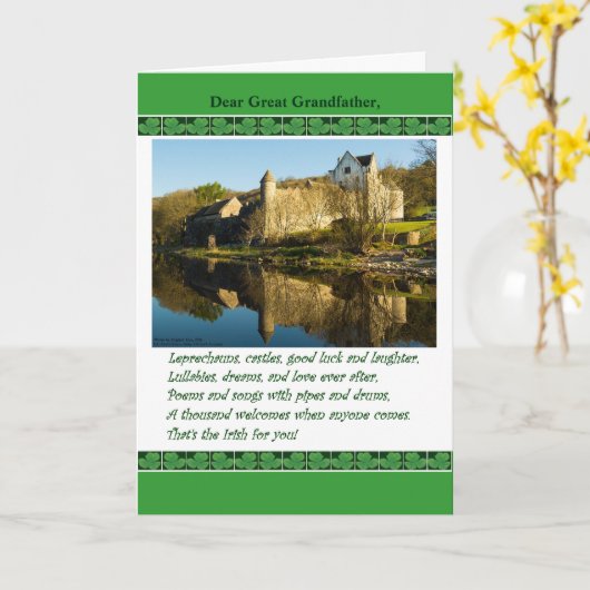 St. Patrick Grote Dag - grootvader, Gedicht, Kaart (Gele Bloem)