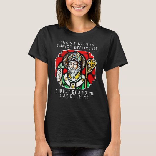 St Patrick Heilige Van Ierland Gebed Borstplaat Ka T-shirt (Voorkant)