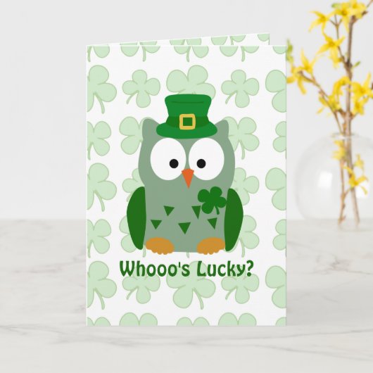 St. Patrick het Wenskaart van de Uil van de Dag Kaart (Gele Bloem)