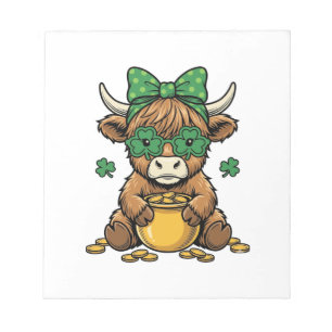 St Patrick Highland Koe Pot van Goud Vintage Kunst Notitieblok