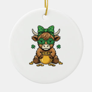 St Patrick Hooglandkoe Pot met Goud Vintage Kunst_ Keramisch Ornament