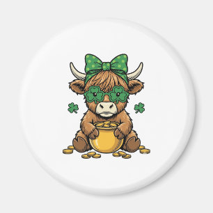 St Patrick Hooglandkoe Pot met Goud Vintage Kunst_ Magneet