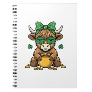 St Patrick Hooglandkoe Pot met Goud Vintage Kunst_ Notitieboek