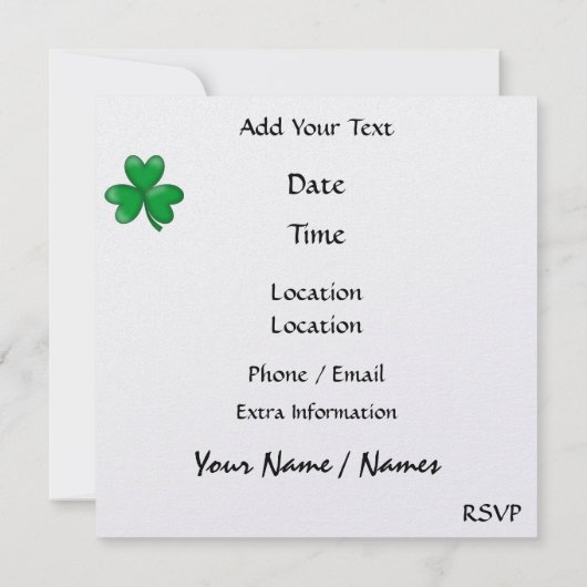 St. Patrick Invite - SRF Kaart (Achterkant)