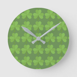 St. Patrick Ireland Shamrock Irish Clover Pattern Ronde Klok