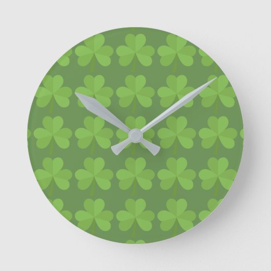 St. Patrick Ireland Shamrock Irish Clover Pattern Ronde Klok (Voorkant)