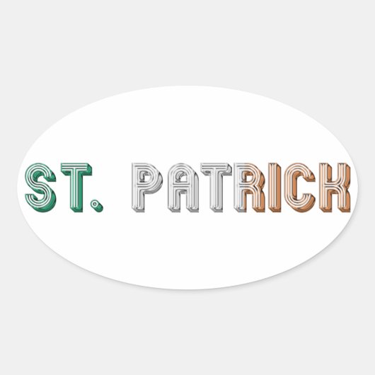 St. Patrick Ireland St. Paddy Typografie Ovale Sticker (Voorkant)