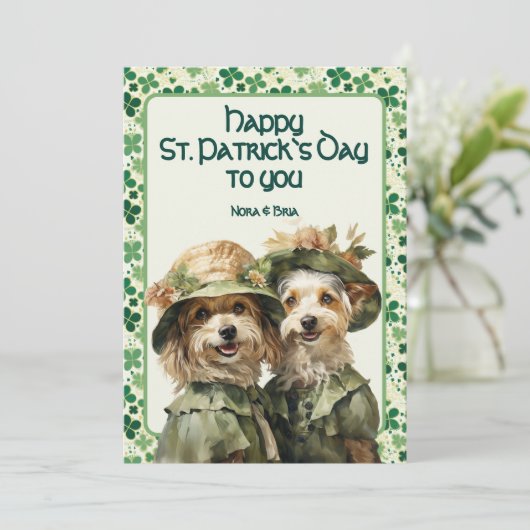 St. Patrick Irish Belles Duo Dog Feestdagenkaart (Staand voorkant)