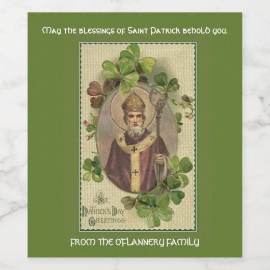 St. Patrick Irish Blessing Ireland Shamrocks Wijn Etiket (Enkel label)