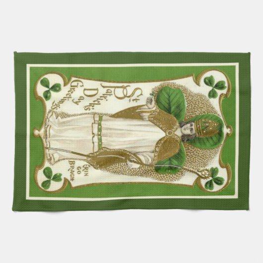 St. Patrick Irish Blessing Religious Shamrocks Theedoek (Horizontaal)