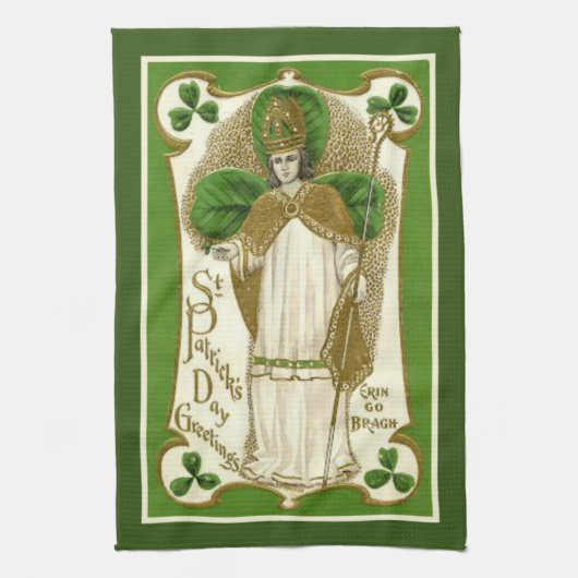 St. Patrick Irish Blessing Religious Shamrocks Theedoek (Verticaal)