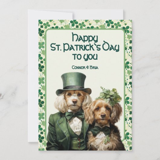 St. Patrick Irish Paws Duo Dog Feestdagenkaart (Voorkant)