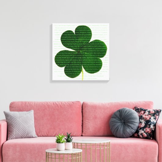 St. Patrick Irish Poem The Deer's Cry Shamrock Canvas Afdruk (Insitu (Woonkamer))