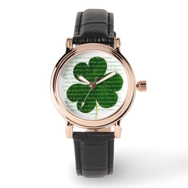 St. Patrick Irish Poem The Deer's Cry Shamrock Horloge (Voorkant)