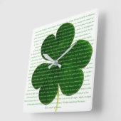 St. Patrick Irish Poem The Deer's Cry Shamrock Vierkante Klok (Hoek)