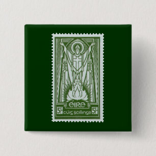 St. Patrick Irish Postage Stamp Vierkante Button 5,1 Cm