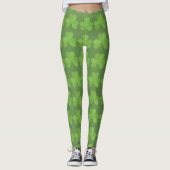 St. Patrick Irish Shamrock Clover Green Pattern Leggings (Voorkant)