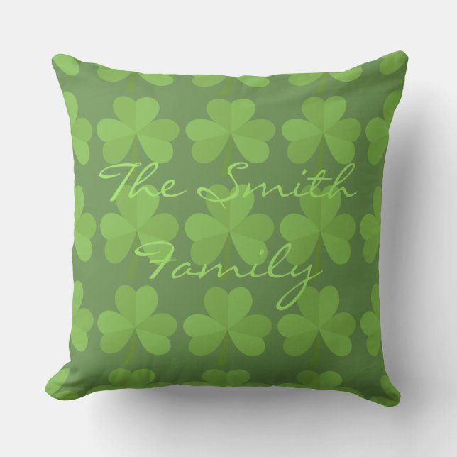St. Patrick Irish Shamrock Clovers Green Pattern Kussen (Voorkant)