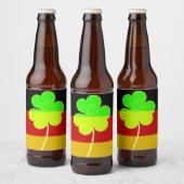 St Patrick Irish Shamrock Duitse vlag Grappig Bier Etiket (Flessen)