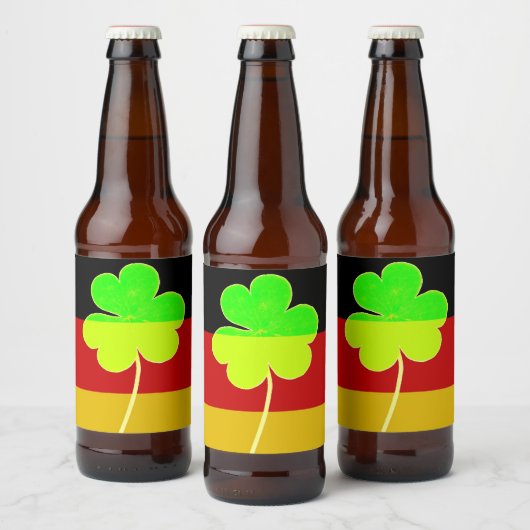 St Patrick Irish Shamrock Duitse vlag Grappig Bier Etiket (Flessen)