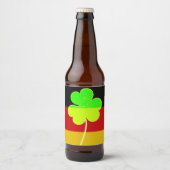 St Patrick Irish Shamrock Duitse vlag Grappig Bier Etiket (Voorkant)