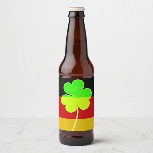 St Patrick Irish Shamrock Duitse vlag Grappig Bier Etiket (Voorkant)