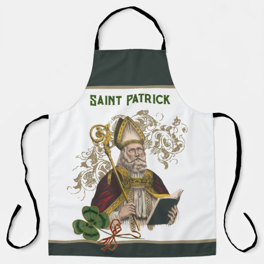 St. Patrick Irish Shamrocks Green Gold katholiek A Schort (Voorkant)
