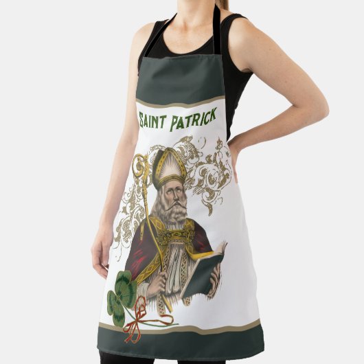 St. Patrick Irish Shamrocks Green Gold katholiek Schort (Insitu)