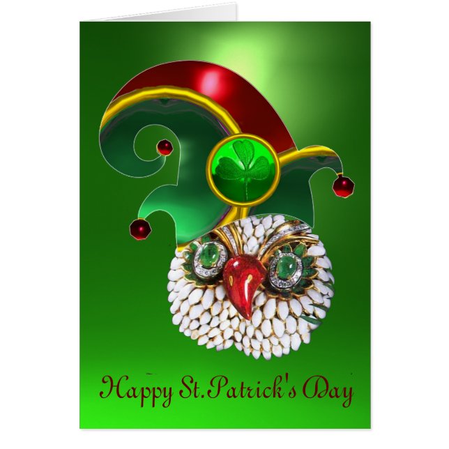 ST PATRICK JEWEL OWL EN ELF PET MET SHAMROCK (Voorkant)