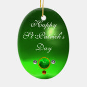 ST PATRICK JEWEL OWL EN ELF PET MET SHAMROCK KERAMISCH ORNAMENT (Achterkant)