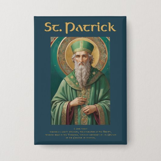 St. Patrick Katholieke Gebedsknop Button (Voorkant)