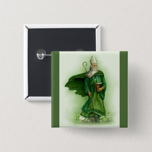 St. Patrick Knop Vierkante Button 5,1 Cm (Voorkant /achterkant)