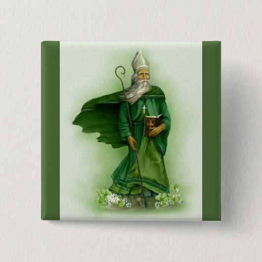 St. Patrick Knop Vierkante Button 5,1 Cm (Voorkant)