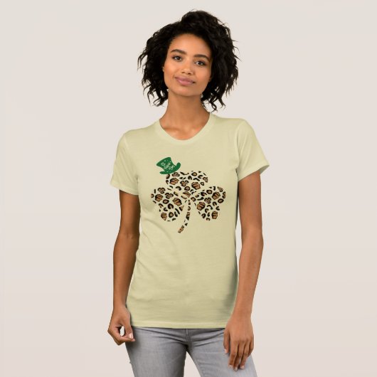 St Patrick Leopard Clover Shamrock Leprechaun Pet T-shirt (Voorkant volledig)