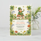 St Patrick Leprechaun 1st Birthday Green Shamrock Kaart (Staand voorkant)
