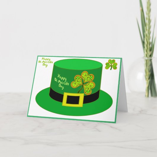 St. Patrick Leprechaun kaart feesthoed pdf (Voorkant)