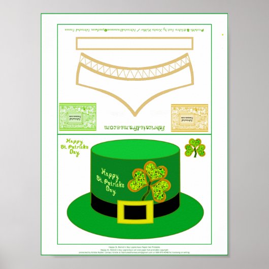 St Patrick Leprechaun Kaart Party Pet pdf Poster (Voorkant)
