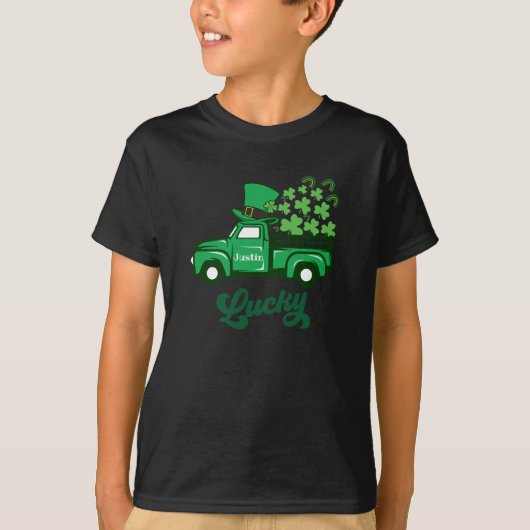 St Patrick Leprechaun Truck Rainbow Luck Shamrock T-shirt (Voorkant)