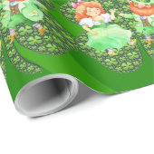 St. Patrick Leprechauns Shamrocks Wrapping Paper Cadeaupapier (Rol Hoek)