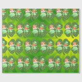St. Patrick Leprechauns Shamrocks Wrapping Paper Cadeaupapier (Vlak)