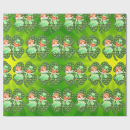 St. Patrick Leprechauns Shamrocks Wrapping Paper Cadeaupapier