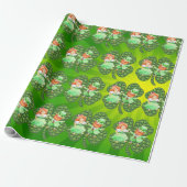 St. Patrick Leprechauns Shamrocks Wrapping Paper Cadeaupapier (Uitgerold)