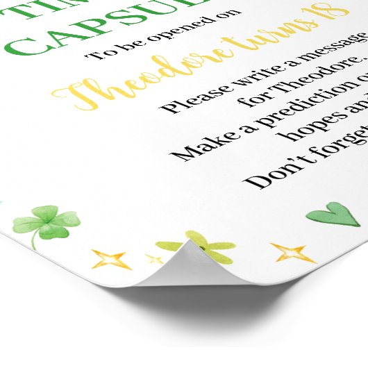 St. Patrick Lucky Een Verjaardag Tijd Capsule teke Poster (Hoek)