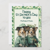St. Patrick Lucky Irish Paws Duo Dog Feestdagenkaart (Voorkant)