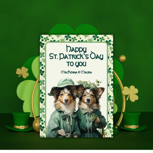 St. Patrick Lucky Irish Paws Duo Dog Feestdagenkaart