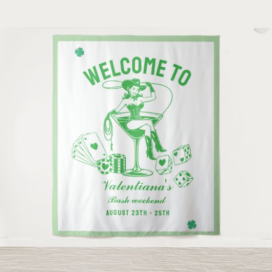 St patrick Lucky Martini Bachelorette welcome sign Wandkleed (Voorkant)