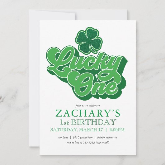 St. Patrick' Lucky One First Birthday Invitation Kaart (Voorkant)